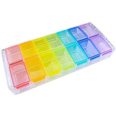 Unique 14 Grid Quick-refill Pill Medication Organizer - Durable, Odorless Pill Case Appearance