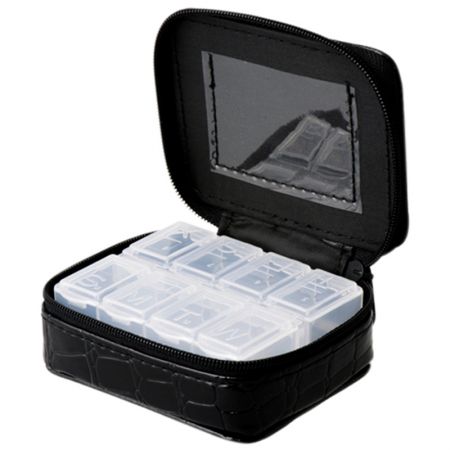 Еженедельный планировщик таблеток 8 Grids Caddy с кожаной сумкой - Футляр для таблеток с полиуретановым чехлом Внешний вид 8 отделений
