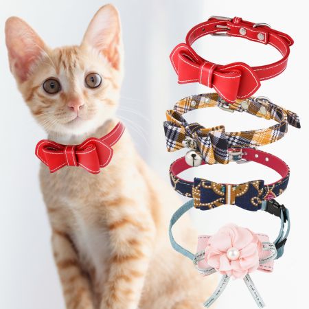 Wholesale Cat Collar Breakaway With Bow Tie - Wholesale Bow Tie Cat Collar With Bell