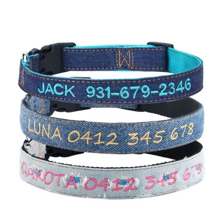 Prime Pup Denim Dog Collar And Leash Set