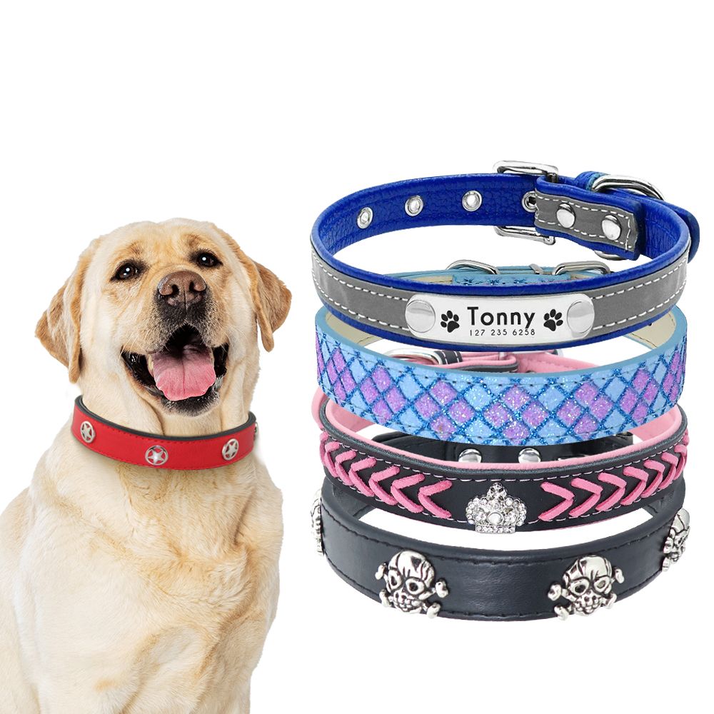 Pattern Leather Dog Collar Leather Dog Collar Selection Dog Tags