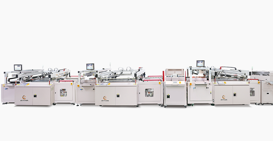 Incorporated with automatic plug-via + buffer stacker + C side solder mask screen printer + buffer stacker + automatic positioning turn over + S side solder mask screen printer, connecting with wicket dryer inline process printing line