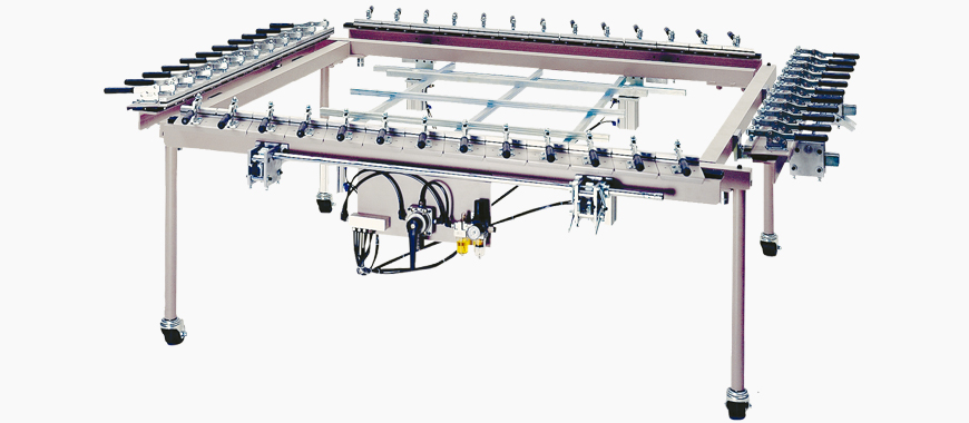 机械网布拉伸机，用于拉伸网布，制作网印模板。