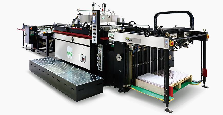 SPS  VTS SL71/t Fully Automatic Twin-flow STOP Cylinder Screen Printing Machine (4-post screen lift type-flagship model), linked with twin-flow Feeder