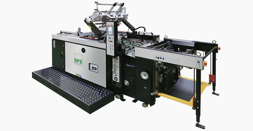 SPS VTS XP57/p Fully Automatic STOP Cylinder Screen Printing Machine (tilt screen lift type, primeline luxury class), linked with Feeder