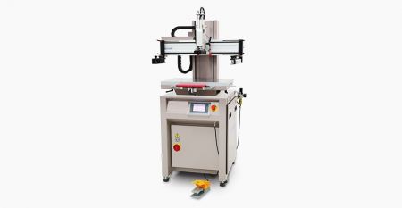 Pneumatic Mini Flat Screen Printer
(max printing area = 200 x 250 mm) - This model is suitable for small size with diverse flat material or molding item screen printing, flexibility and light weight, easy operation.