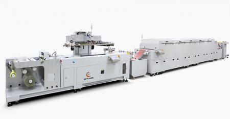 Fully Automatic Sensor Registering Roll-to-Roll Screen Printing Line - Combined with unwinder + sensor registering screen printe + composed dryer (IR + hot air) + auto winder, connected into automatic printing line.