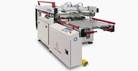 Precision Twin Table Wet-film Plug-via Screen Printer - Twin table interchange in and out, one side is being printed, another side is off-loaded and loaded to match perfectly to attain requirement for fast production