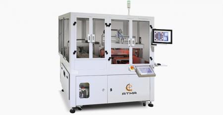 Automatic CCD Registering Cover Lens Screen Printer (Tray Carrier) - Twin sliding table reciprocates in and outward interchange, attains the goal of fast production capacityCCD registering captures cover lens without registration mark, accuracy achieves ±5µm to implement centered printing accuracy.