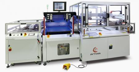 Automatic CCD Registering Screen Printer (thin film) - Realize touch control diverse products evolution toward direction of  light weight, thin, short and small, duly satisfies with customer’s goal of  massive production.