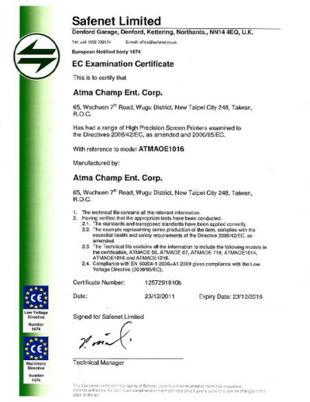 Dört direkli tipin tamamı CE sertifikası ile onaylanmıştır