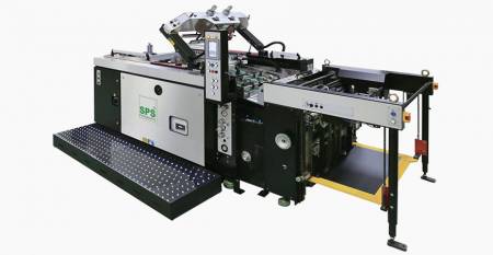 全自动丝网印刷机。ssps VTS XP71全自动滚筒丝印机(倾斜丝印型，经典经济级)，与送料机联动