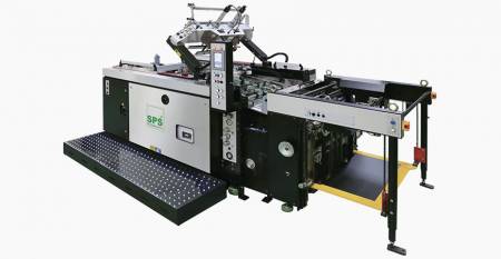 SPS Fullautomatisk STOP Cylinder Screen Printing Machine (maks. Ark 550X750mm, tilt skjermheis, primeline luksusklasse) - SPS VTS XP57/p Fullautomatisk STOP Cylinder -skjermutskriftsmaskin (tilt -skjermheis -type, primeline luksusklasse), knyttet til mater