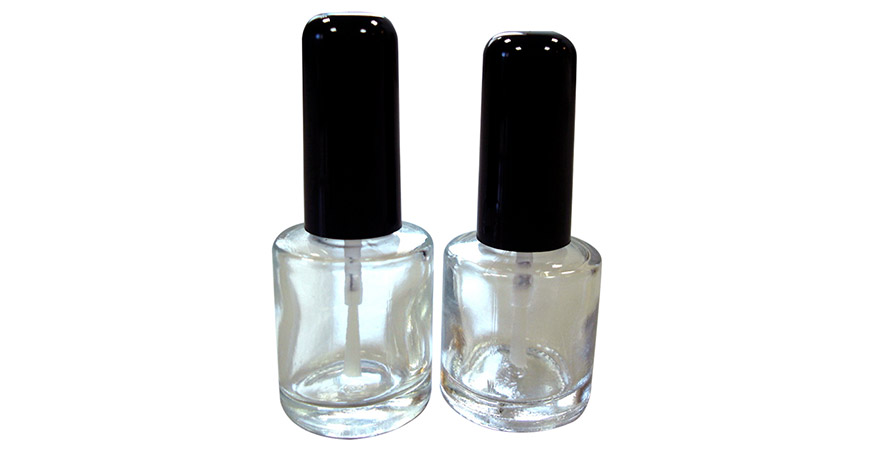 GH26 612 - GH26 660: 10ml and 8ml Round Shaped Clear Glass Nail Polish Bottle
