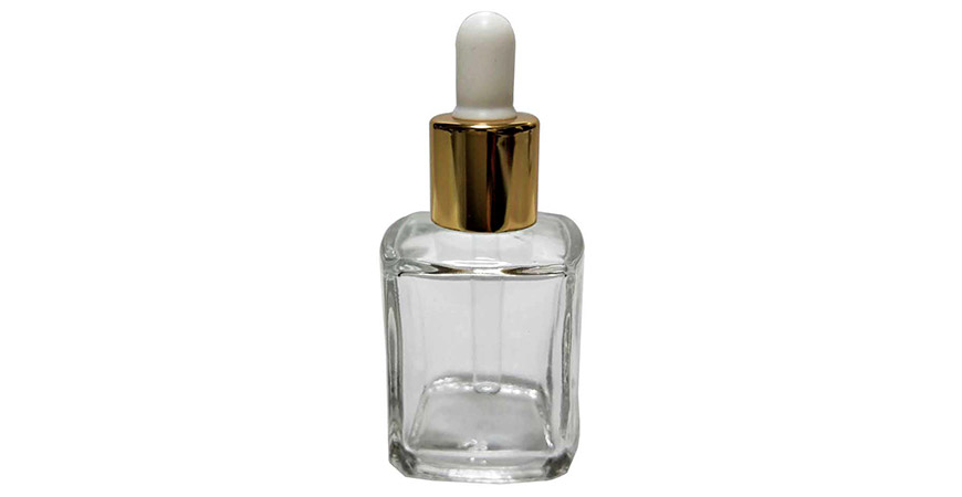 GH650D: Quadratische 15-ml-Tropfflasche aus Klarglas für kosmetisches Öl