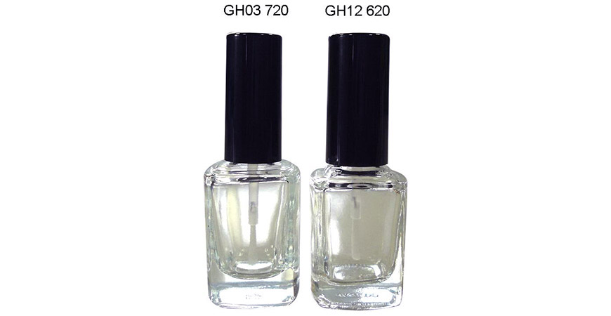 12ml Square Clear Glass Nail Polish Bottle with Cap and Brush