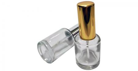 Bouteille de vernis à ongles en verre transparent de forme ronde de 10 ml - GH03A 612 : Bouteille de vernis à ongles en verre transparent de forme ronde de 10 ml avec capuchon en aluminium