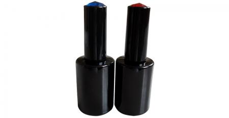 15ml Cylindrical Shaped Glass Empty UV Gel Nail Polish Bottle - GH04 649BB: 15ml Black Cylindrical Glass Bottle with Gem Cap on top