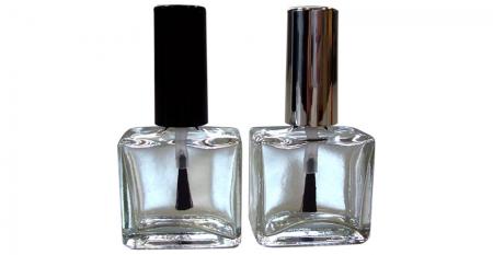 Bouteille de vernis à ongles en verre transparent carré plat de 15 ml - Bouteille en verre carrée de vernis à ongles vide de 15 ml avec capuchon et pinceau (GH03 651 - GH03P 651)