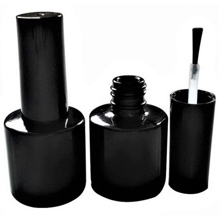 8 ml rond zwart glazen flesje met dop en borstel (GH03 660B)