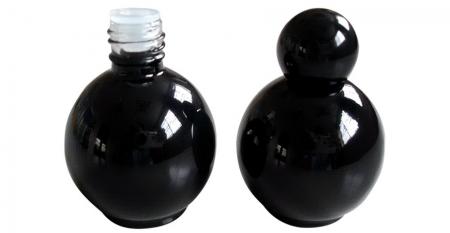 15毫升圓球形亮黑雙層烤漆玻璃光療指甲油瓶含蓋刷 - 15毫升指甲油圓球黑瓶