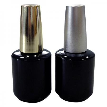 GH15P 696BB : Flacon noir de 15 ml avec bouchon argenté ou plaqué or