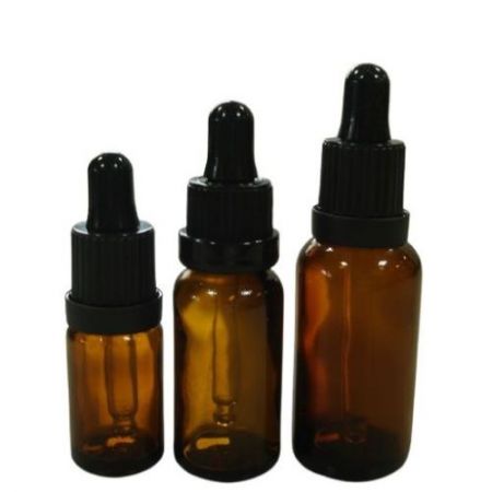 Bouteilles en verre ambré de 10, 20 et 30 ml avec compte-gouttes en plastique noir à l'épreuve des enfants (GHAD10, GHAD20, GHAD30)