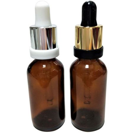 GHAD30S: 30ml Amber Glass Bottles with Tamper Evident Silver/Gold Dropper