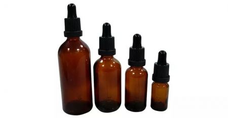 Flacons pharmaceutiques pour huiles essentielles de 10 ml à 250 ml. - Flacons compte-gouttes en verre ambré pour huiles essentielles pharmaceutiques de 10 ml à 100 ml.