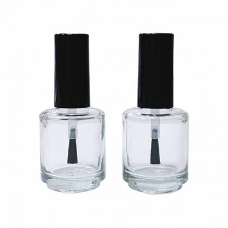 Ronde glazen nagellakflessen - 15 ml ronde nagellakfles van helder glas met dop en borstel