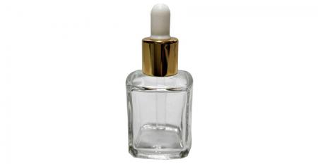 Square Glass Cosmetic Dropper or Sprayer Bottles - GH650D: 15ml Square Clear Glass Dropper Bottle for Cosmetic Oil