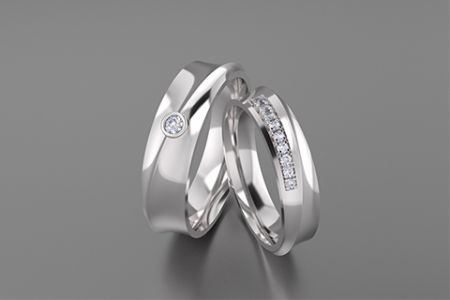 925 Sterling Silver Single Zircon Set Couple and Love Rings