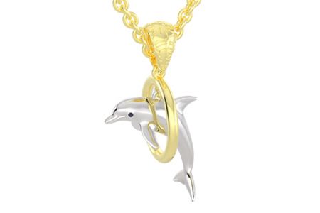 925 Sterling Silver Dolphin Hoop Pendant