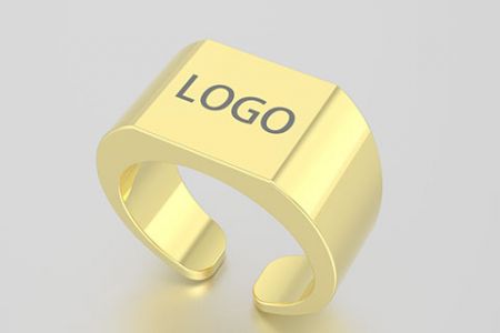 Customized Name Ring in Sterling Silver - Customized gold-plated name and logo ring