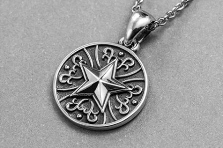 925 silver five-pointed star totem personality male silver pendant - 925 silver line five-pointed star pattern male personality silver pendant