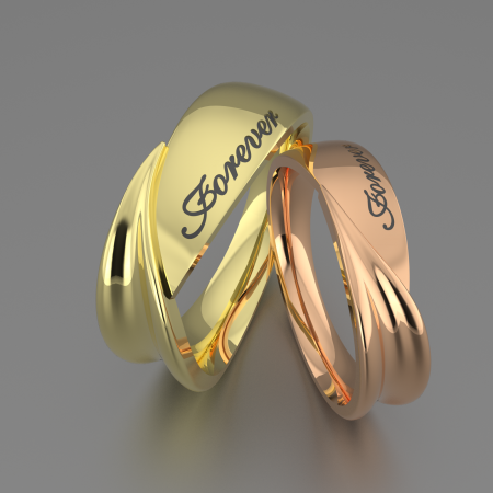 925 Sterling silver male and female jewelry ring 18K gold and rose gold plating