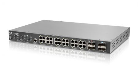 10G Managed PoE Switch with AC Power - 4 ports 10G SFP+ with 24 ports PoE 150W Managed Switch
