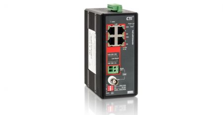 IEXT224-4PH-L(left) Industrial LAN Extender with PoE.