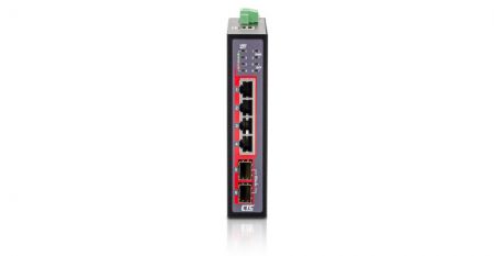 IGS-402CSW(front) Industrial 4 RJ45 and 2 SFP Web Managed Gigabit Ethernet Switch.