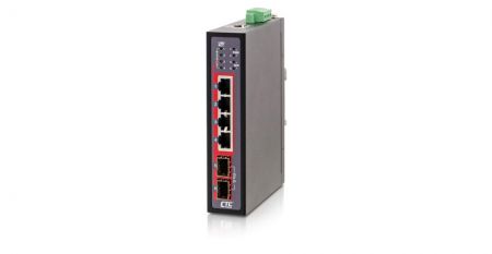 IGS-402CSW(right) Industrial 4 RJ45 and 2 SFP Web Managed Gigabit Ethernet Switch.
