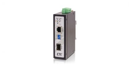 Industrial GbE Media Converter with PoE - Industrial GbE Media Converter with PoE PSE (30W, 48VDC), Compact Size