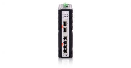 IQS-402XSM-4PH(front) Industrial 4 RJ45 and 2 SFP 2.5G/10G Managed PoE Switch.
