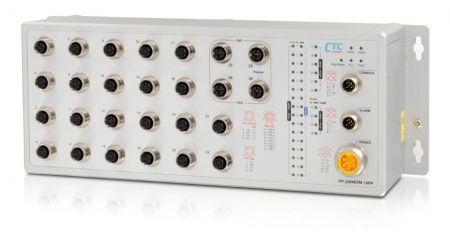ITP-2204GTM-16PH(right) EN50155 22/12 10/100Base M12 and 4 Gigabit M12 Managed PoE Switch.