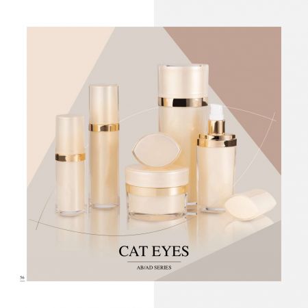 Confezione di cosmetici e cura della pelle di lusso in acrilico di forma ovale - serie Cat Eyes - Collezione di imballaggi cosmetici - Occhi di gatto