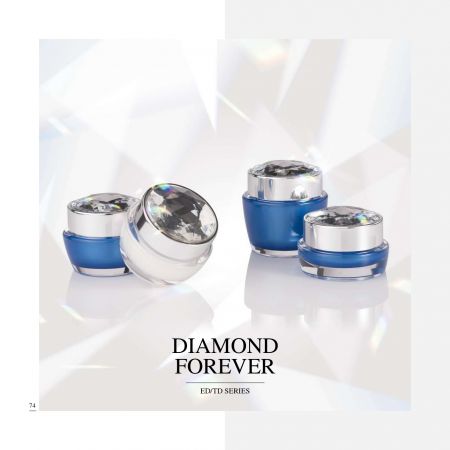 Confezione per cosmetici e cura della pelle di lusso in acrilico di forma rotonda / quadrata - serie Diamond Forever - Collezione di imballaggi cosmetici - Diamond Forever
