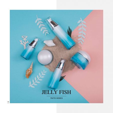 Confezione di cosmetici e cura della pelle di lusso in acrilico a forma di tenda - serie Jelly Fish - Collezione di imballaggi cosmetici - Medusa