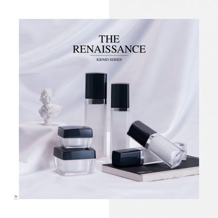 Imballaggio per cosmetici e cura della pelle di lusso in acrilico di forma quadrata - La serie Renaissance - Collezione Packaging Cosmetico - Il Rinascimento