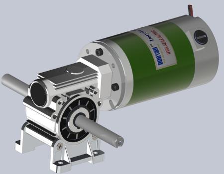 Silnik z przekładnią ślimakową o mocy 160 W na prąd stały - Silnik z przekładnią ślimakową DC WG80S.NMRV 030 56B14 zainstalowany w narzędziu ogrodniczym, kosiarce. NMRV 040 lub 63B14 jest opcją.