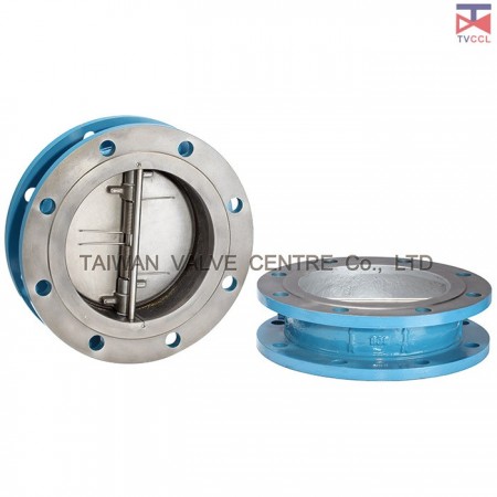Cast Steel Dual Plate Flange Type Check Valve With Retainerless - Flange Design Retainerless check valve clamped between flanges with bolting around outside of valve.