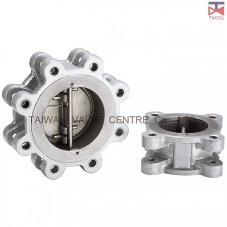 304 Stainless Steel Dual Plate Lug Type Check Valve With Retainerless - Lug Design. Retainerless check valve clamped between flanges with bolting around outside of valve. It is No screwed body Retainer (plugs).